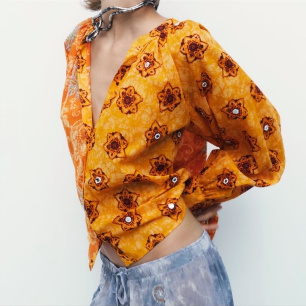 Zara floral orange top size Small